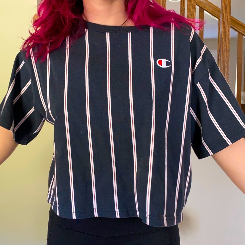 Champion Navy Stripe Crop Top
